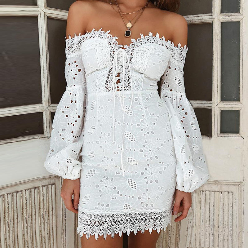 White lace dress with collar