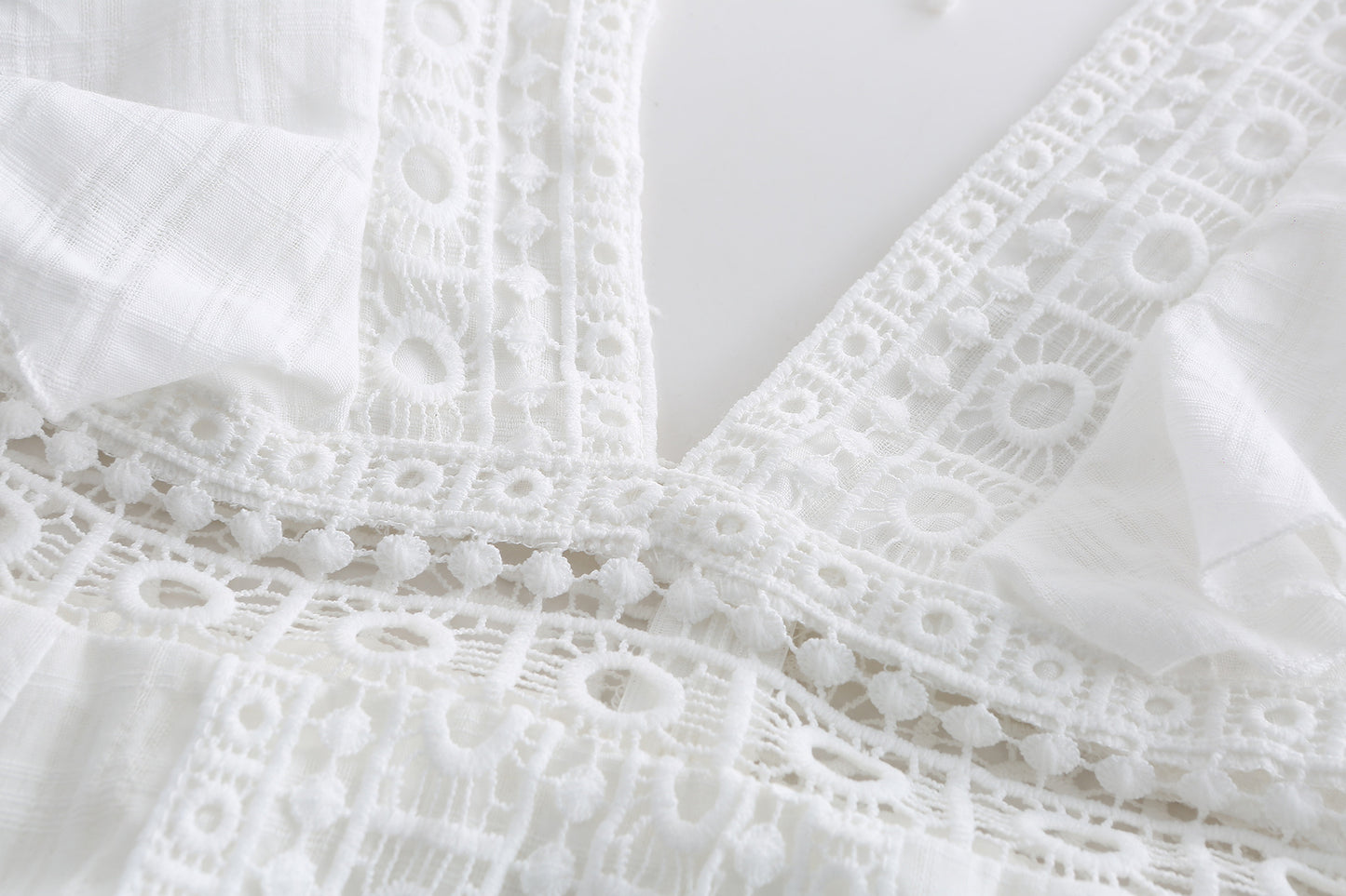 Lace Lace White High Waist Dress