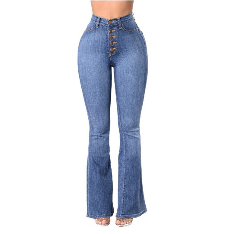 Urban Edge – Vida jeans med hög midja, slitningar och tvättad finish