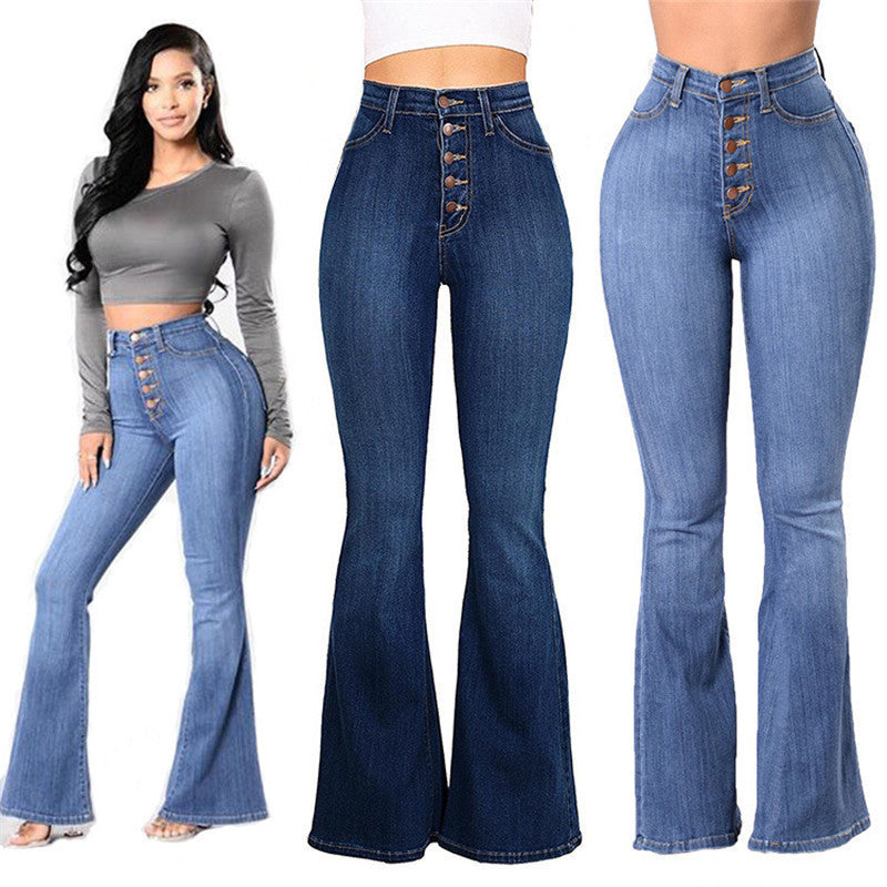 Urban Edge – Vida jeans med hög midja, slitningar och tvättad finish