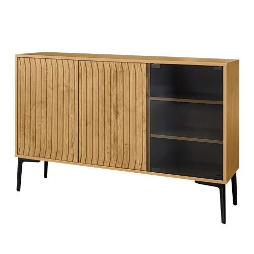 Elegant Storage Cabinet with LED and Glass – Stylish Accent for Any Room