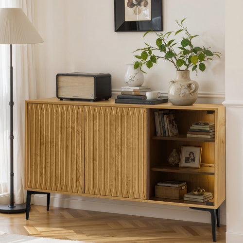 Elegant Storage Cabinet with LED and Glass – Stylish Accent for Any Room
