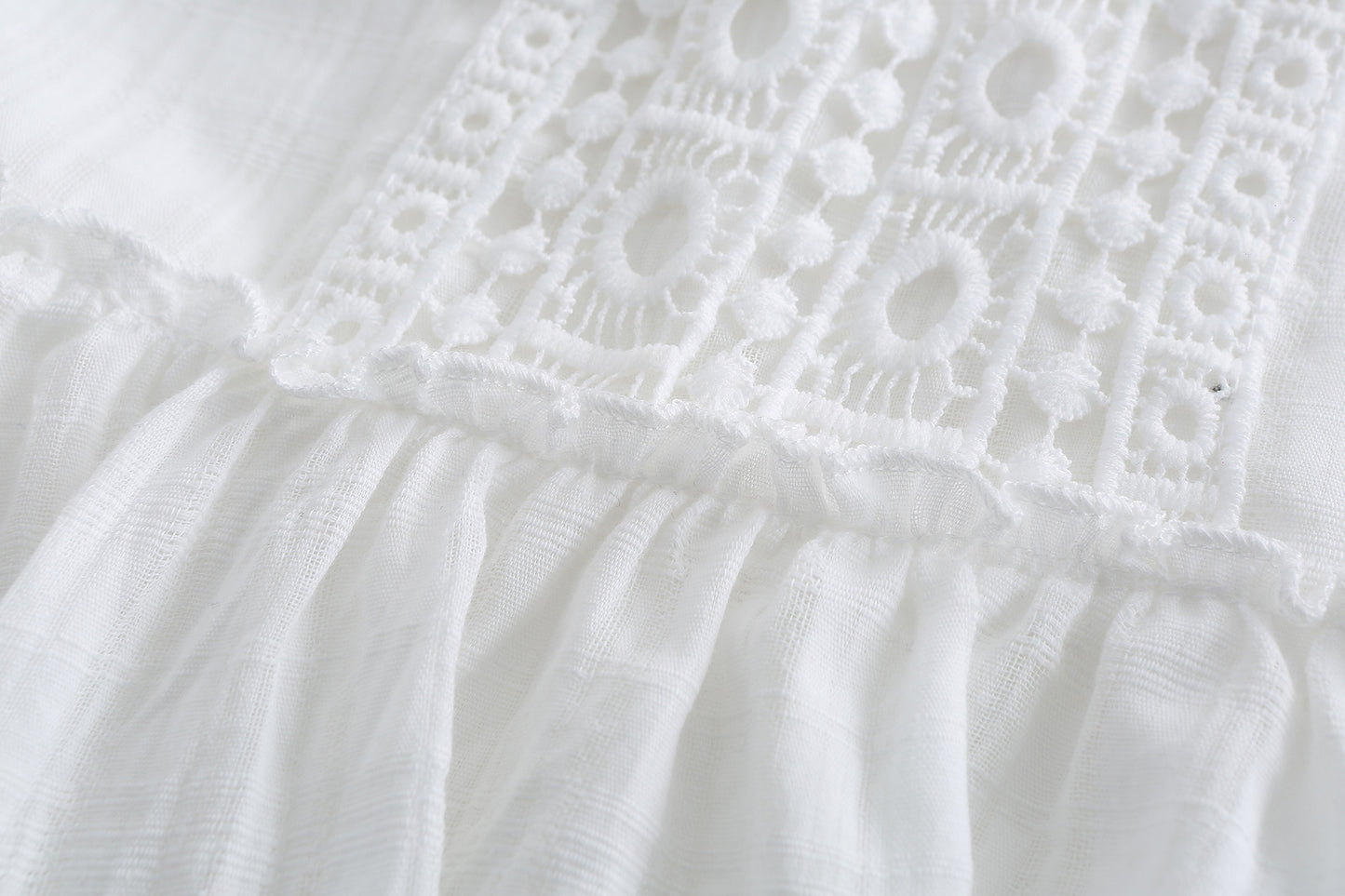 Lace Lace White High Waist Dress
