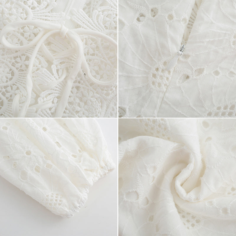 White lace dress with collar