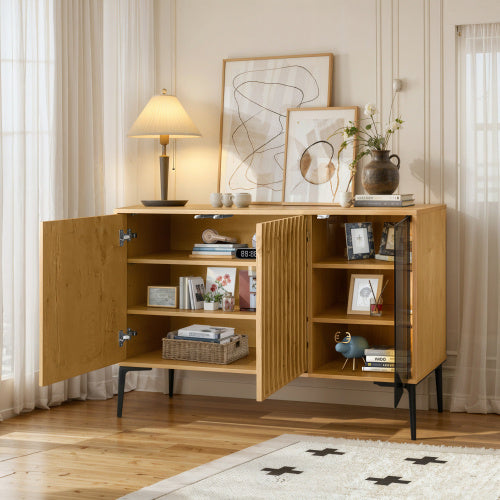 Elegant Storage Cabinet with LED and Glass – Stylish Accent for Any Room