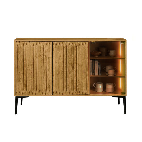 Elegant Storage Cabinet with LED and Glass – Stylish Accent for Any Room