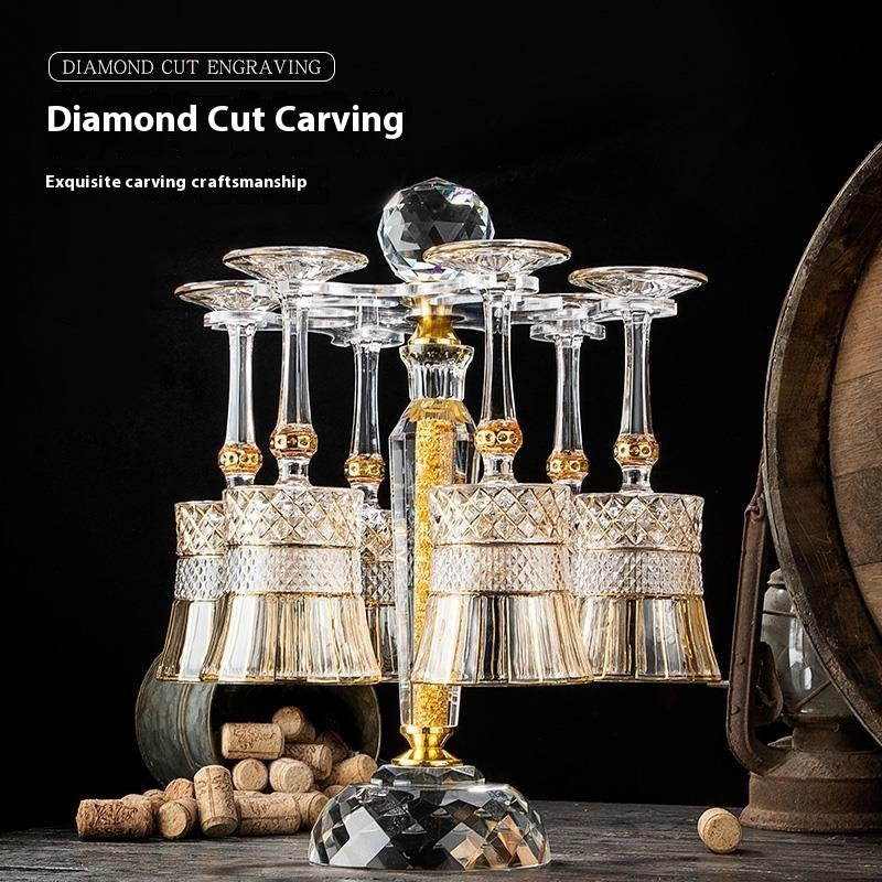 Exclusive Crystal Wine Glass with Holder – Gentle Luxury in Retro Style, 6-pack