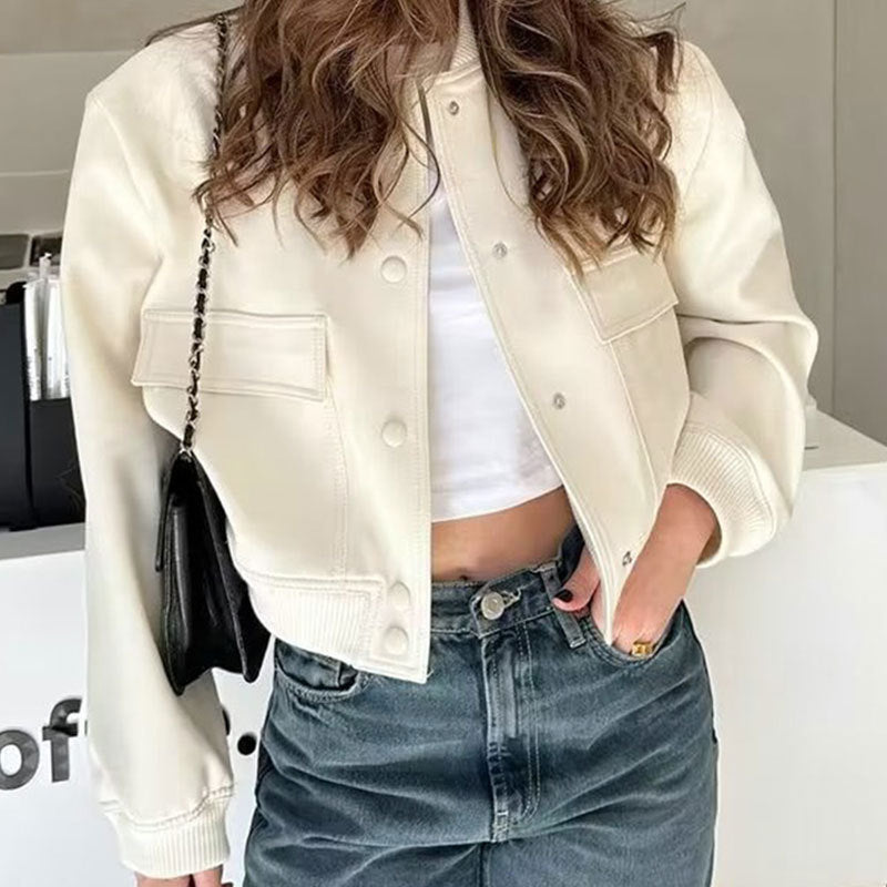 Short Jacket with Large Pockets – Loose Fit for Women