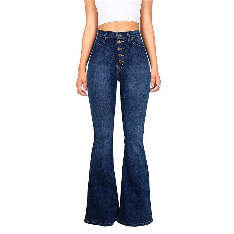 Urban Edge – Vida jeans med hög midja, slitningar och tvättad finish