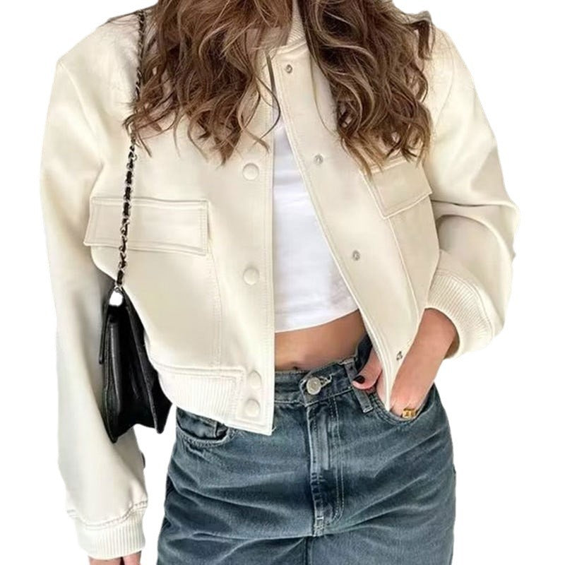 Short Jacket with Large Pockets – Loose Fit for Women