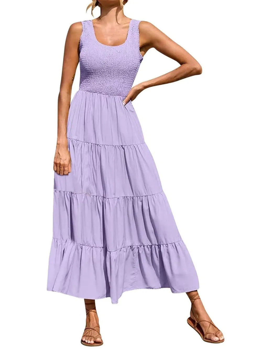 Strap top skirt with pleats and spliced A-line large swing dress