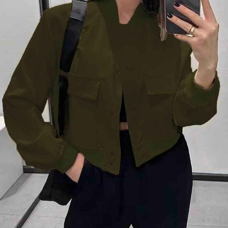 Short Jacket with Large Pockets – Loose Fit for Women