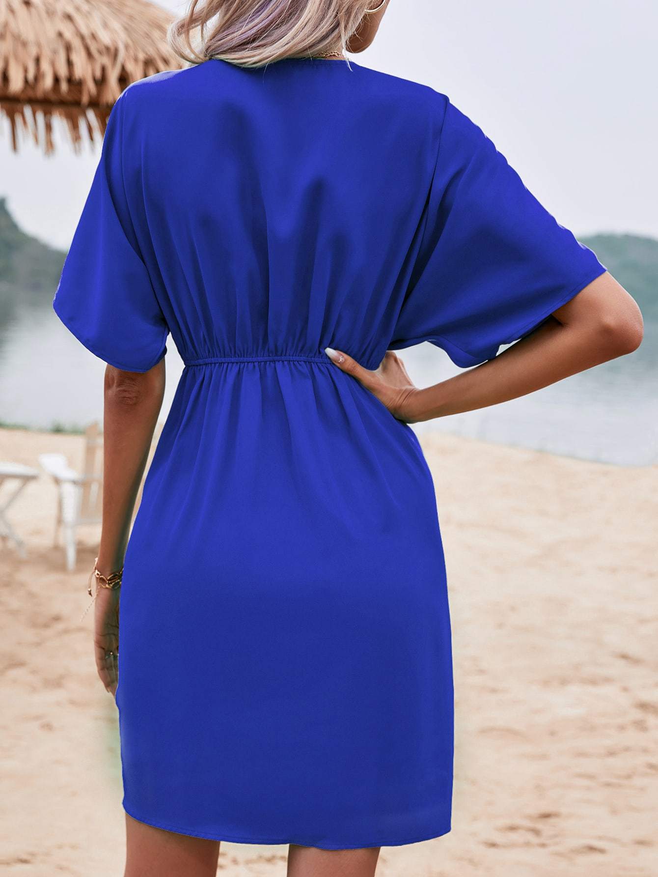 Airy Summer Dress in Solid Polyester – A-line for Adults