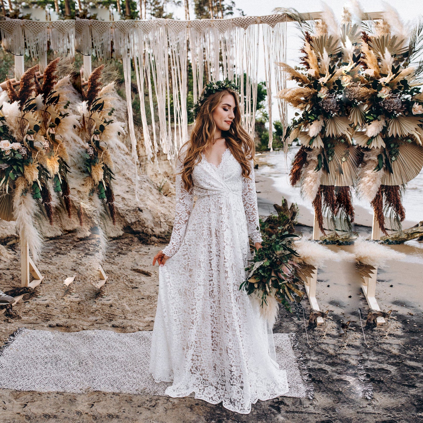 Romantic Lace Dress – Long Sleeve & Figure Flattering with Stretch Waist
