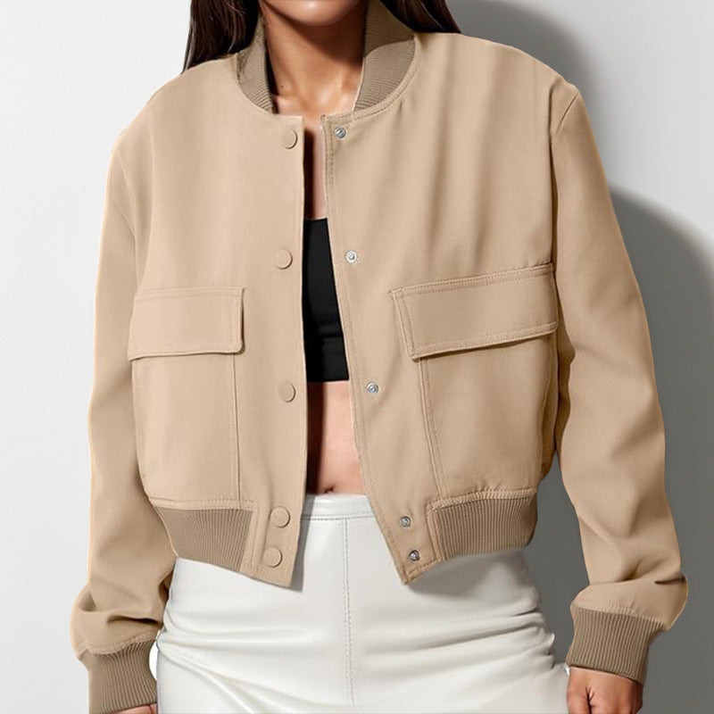 Short Jacket with Large Pockets – Loose Fit for Women