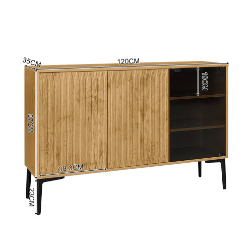 Elegant Storage Cabinet with LED and Glass – Stylish Accent for Any Room