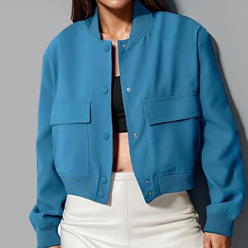 Short Jacket with Large Pockets – Loose Fit for Women