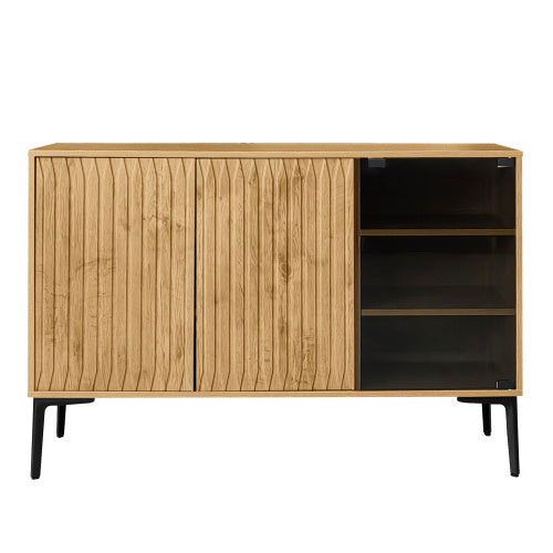 Elegant Storage Cabinet with LED and Glass – Stylish Accent for Any Room