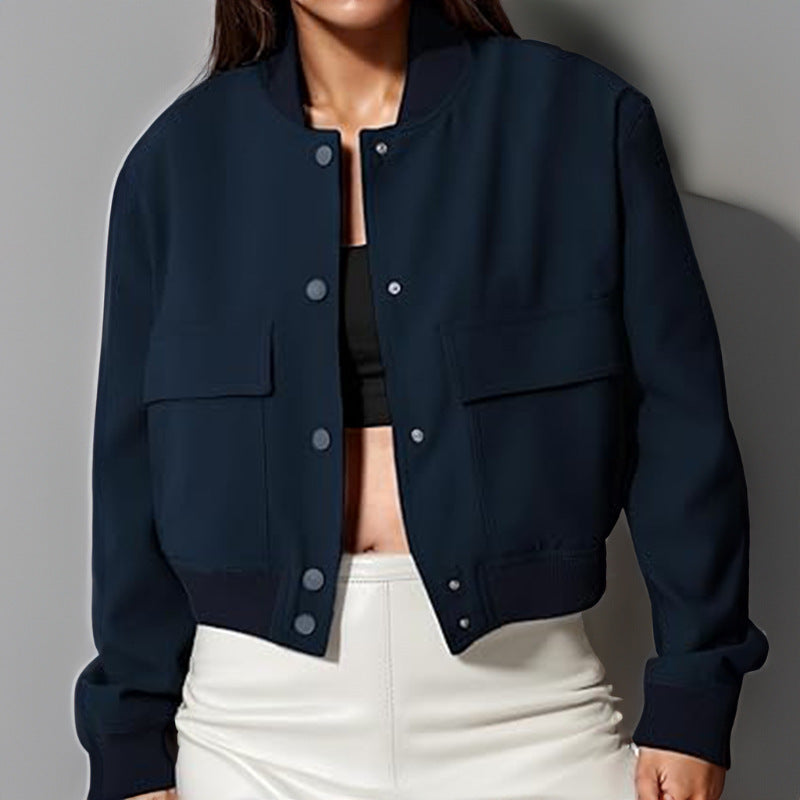 Short Jacket with Large Pockets – Loose Fit for Women