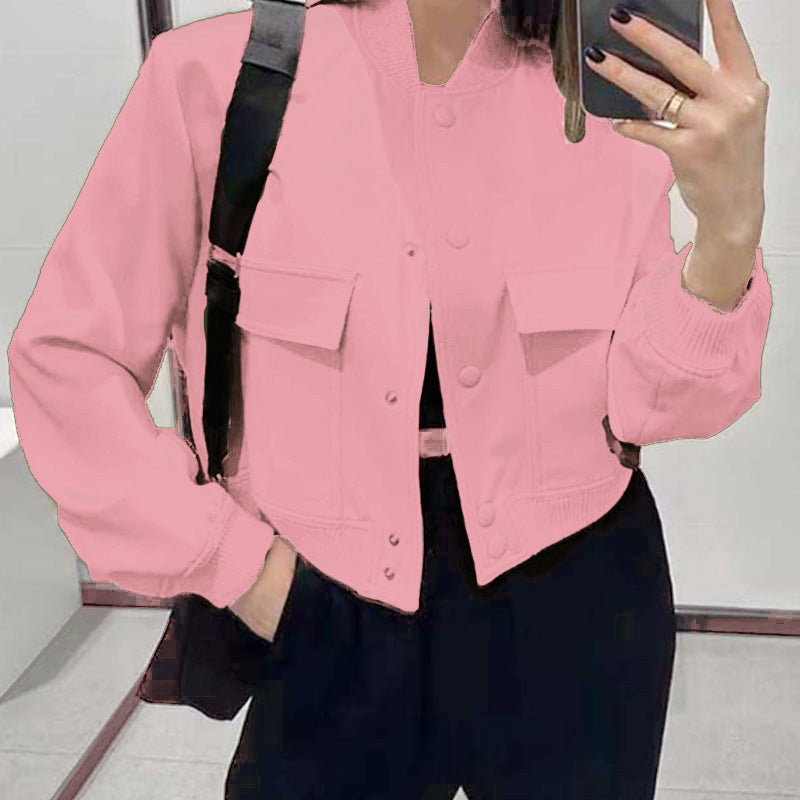 Short Jacket with Large Pockets – Loose Fit for Women