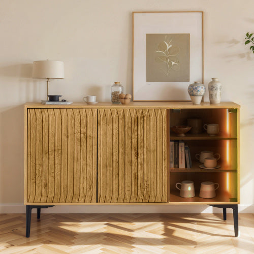 Elegant Storage Cabinet with LED and Glass – Stylish Accent for Any Room 