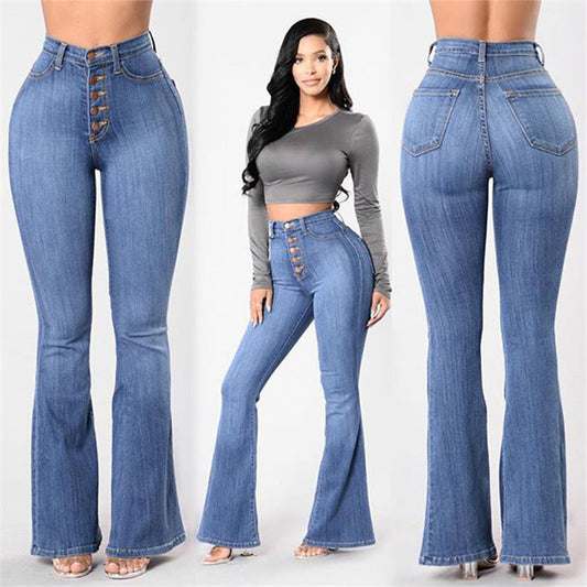 Urban Edge – Vida jeans med hög midja, slitningar och tvättad finish