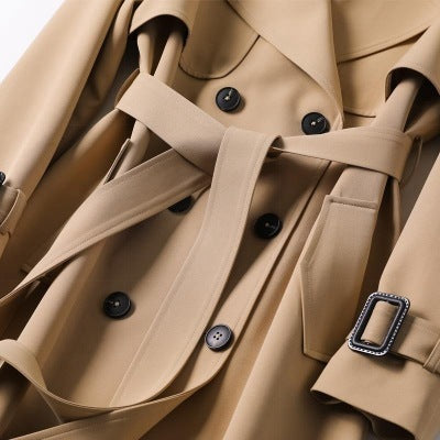 Tailored Coat in Acetate Blend – Mid-Length with Collar, Lined