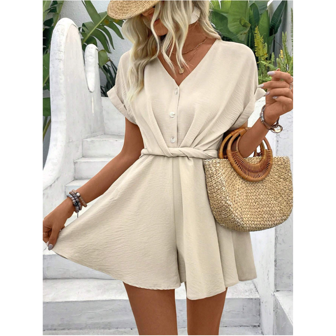 Stylish Jumpsuit with Batwing Sleeves – High Waist &amp; Wide Legs