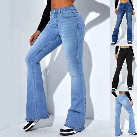 Women's Slim Fit Flared Leg Jeans – High Waist &amp; Stretch