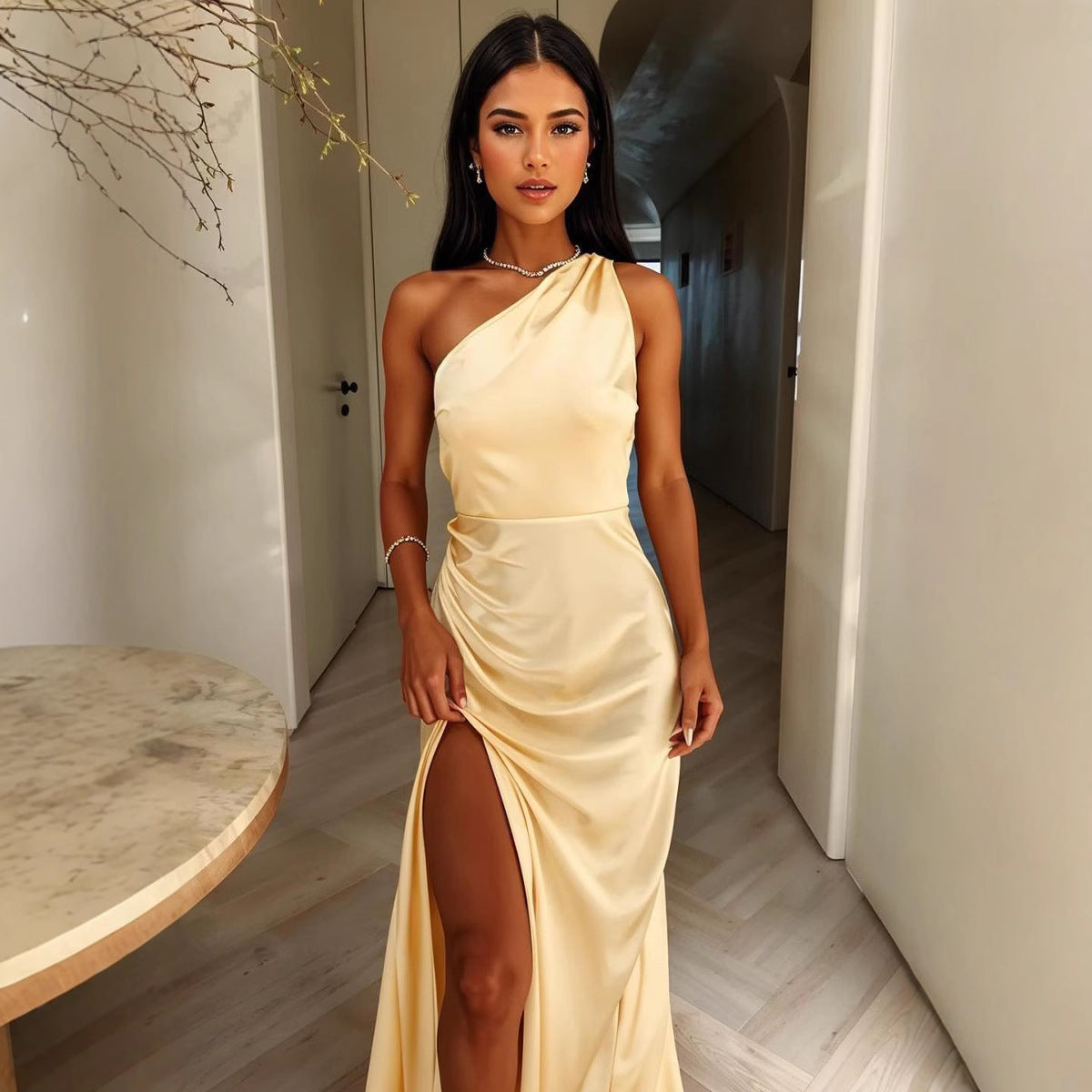 Women's Solid Color Graceful And Fashionable Dress