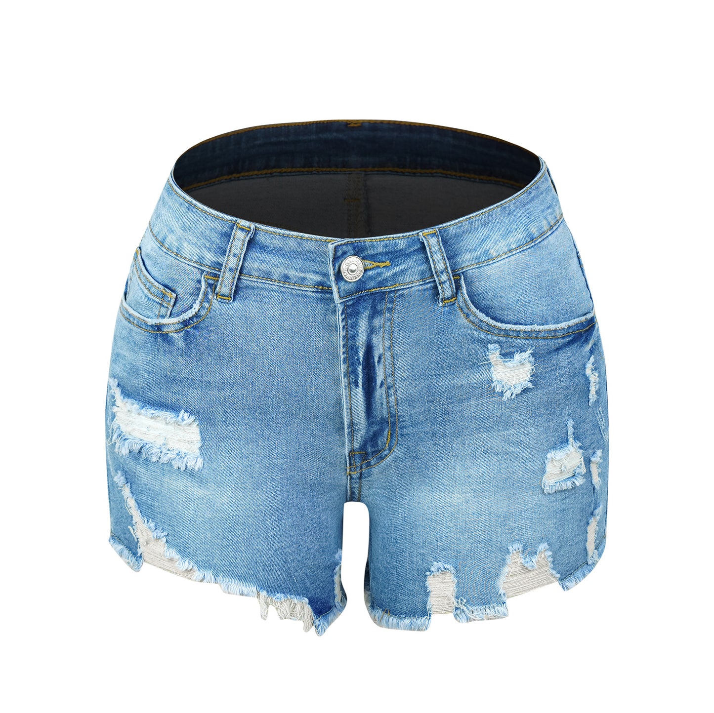 Women's High Elastic Tight Mid-waist Denim Shorts