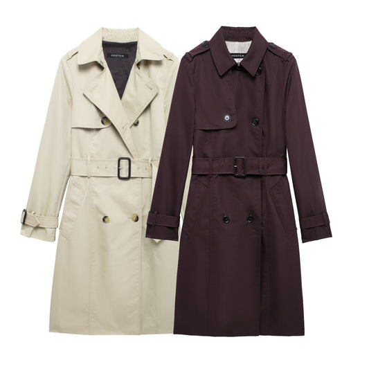Retro Dubbeltknäppt Trenchcoat
